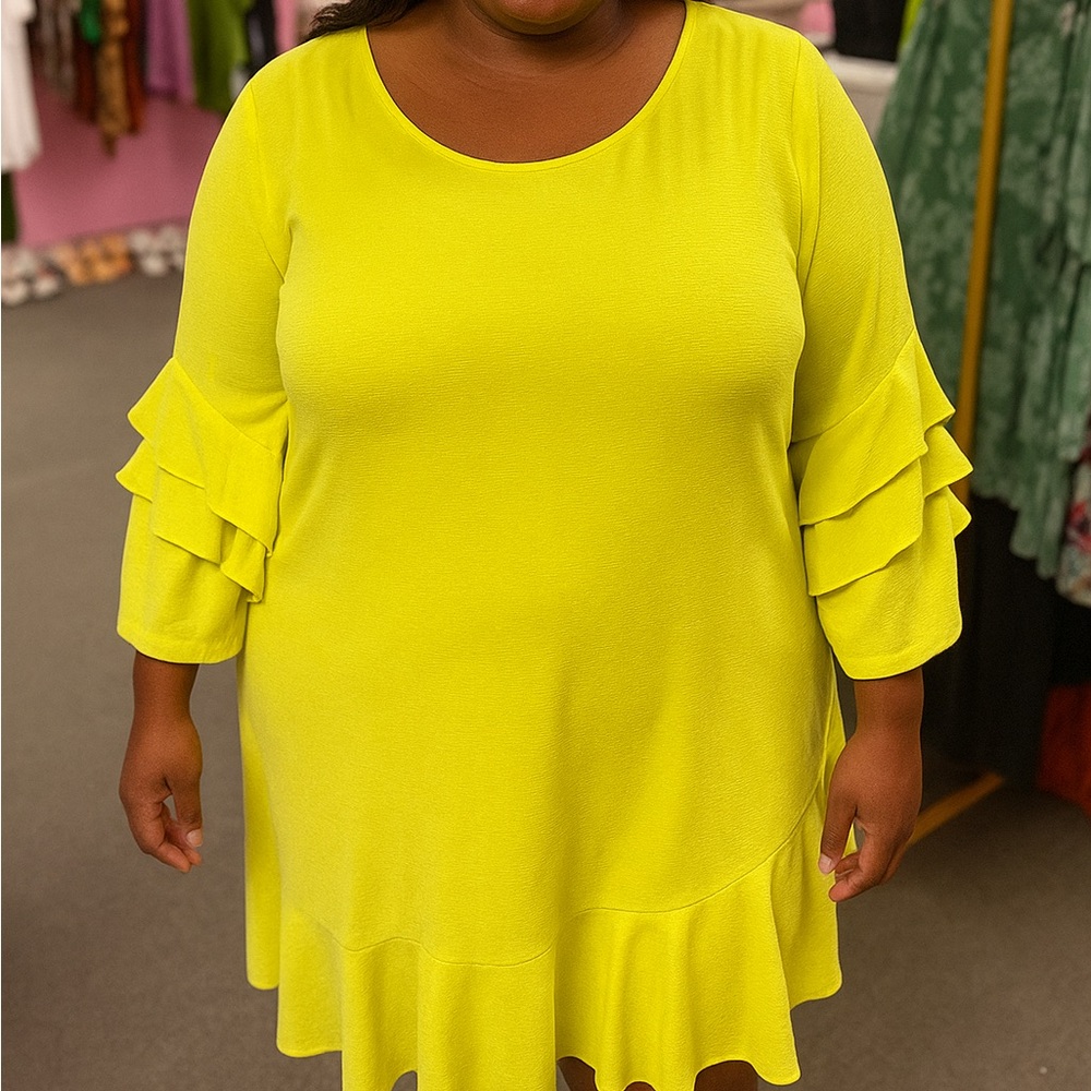 Giovanna  Yellow Ruffle Sleeve Top